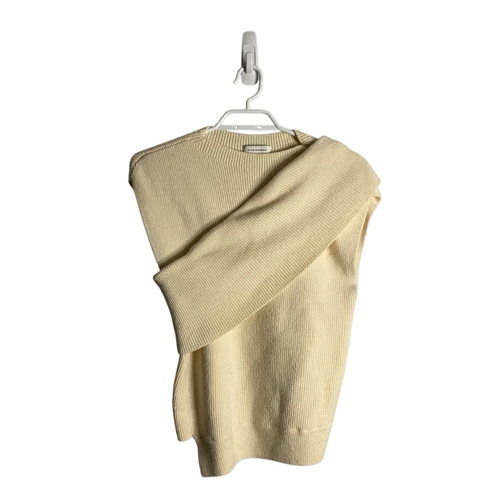 Club Monaco Women’s Cream Ribbed Layered Sweater Top